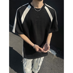抖音得物二开品质240克宽松纯棉美式潮牌高街痞帅短袖T恤YQ43图片