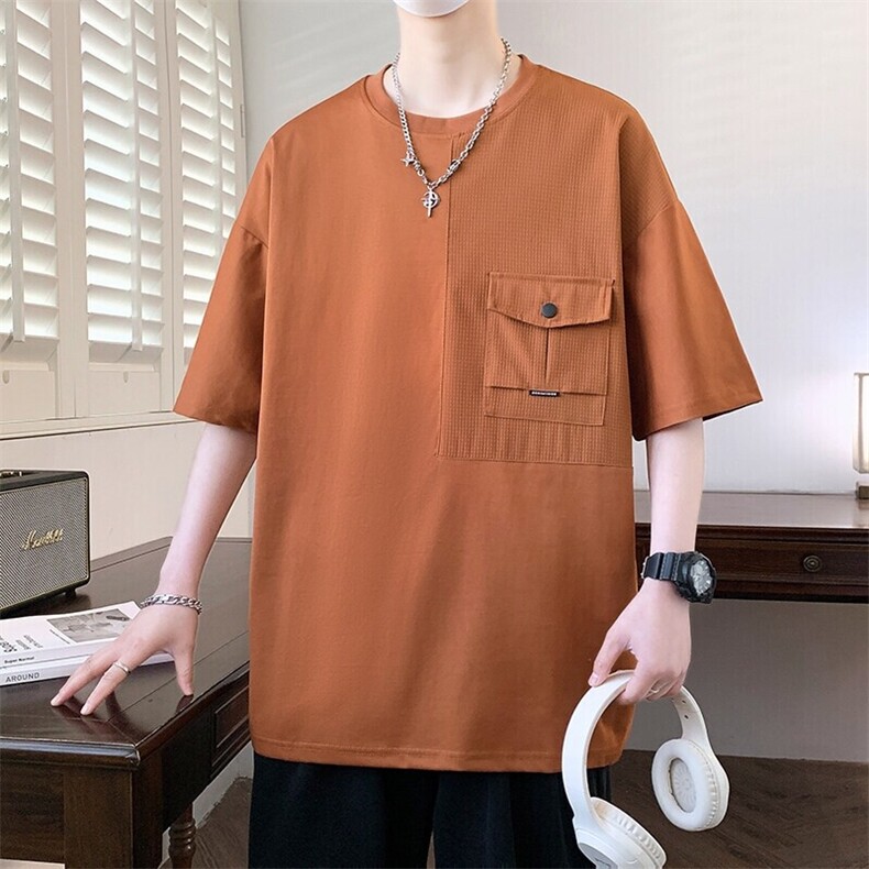 25169-特P40夏季港风时尚T恤男短袖打底衫青少年潮牌拼接短袖T恤,男装T恤,电商D310B