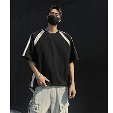 抖音得物二开品质240克宽松纯棉美式潮牌高街痞帅短袖T恤YQ43，男装T恤，电商A486-1