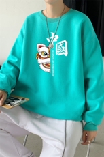 Y2414P38秋冬圆领潮牌印花上衣打底衫直筒长袖卫衣港风，男装卫衣，星座510A-1