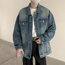 C2315-TP75控价108新款翻领宽松高街牛仔外套复古春季男牛仔夹克，男装夹克，电商A102-1