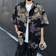 2024新款夏季美式高街休闲衬衣日系潮牌短袖衬衫男现货W8238-P38，男装衬衫，星座512-4