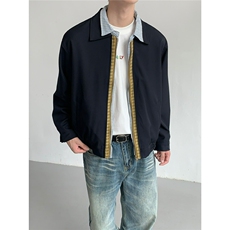 网络图现货美式复古情侣款拼接格子高级感高街痞帅夹克J6809-P65，男装夹克，星座715-7