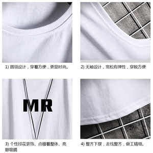 BX25253-P20 港风运动汗背心男大码汗衫男无袖T恤男 网格图片