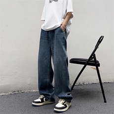 美式高街vibe风直筒长裤欧美痞帅男hiphop复古水洗拼接工装牛仔裤，男装牛仔裤，星座301D-4(原星座1004-4）