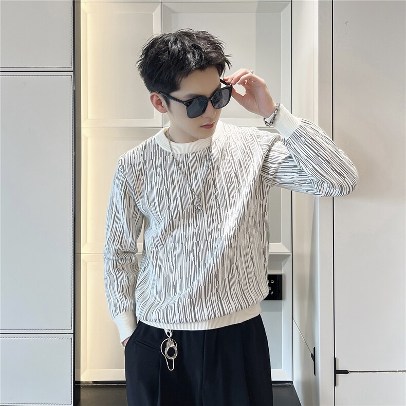 B353MY8816P68L-3XL白冬季男士常规版型潮版针织衫套头毛体，男装针织衫/毛衣，电商B353