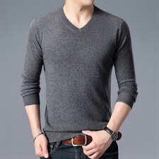 M21MRH008限价799元男士冬季新款长袖V领纯山羊绒针织衫休闲P500,男装针织衫/毛衣,电商B360