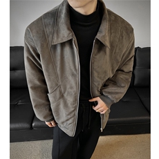 结构设计美式冬季棉服复古麂皮绒短款宽松加棉外套986P118，男装棉衣，电商A458A