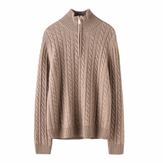 2025年秋季新款高领拉链款针织衫休闲时尚百搭，女装针织衫/毛衣，濮尚羊绒