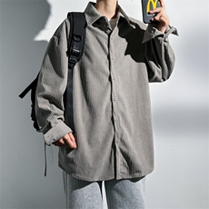 光影墙灯芯绒长袖衬衫男秋季新款衬衣外套休闲上衣服3311-P55，男装衬衫，星座205-1