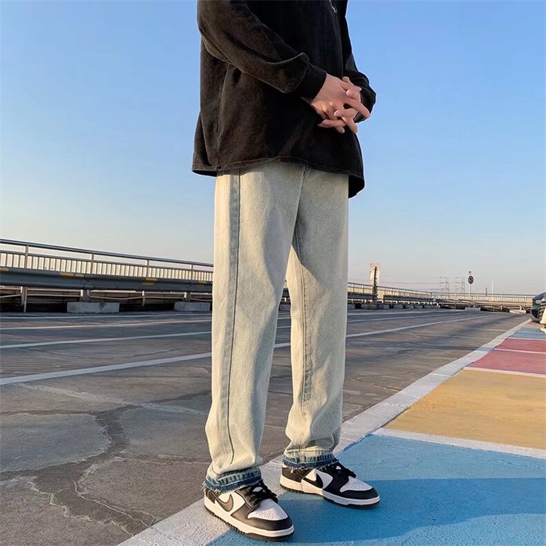 新款春季水洗牛仔裤直筒阔腿N191P43图片