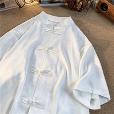 风新中式盘扣短袖衬衫男夏季高级痞帅休闲衬衣812-CY518-P50，男装T恤，星座812