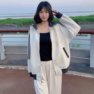 抖音得物高品质 美式高街重磅结构设计拼接织带立领卫衣外套 CM42图片