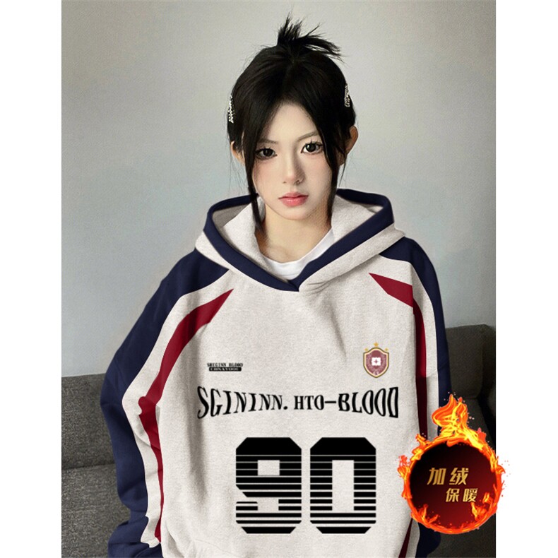 抖音得物供货提供视频秋冬重磅美式宽松接拼连帽卫衣3260,男装卫衣,电商A486