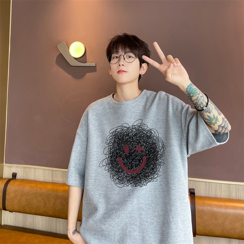 量大优！ 供视频！港风 华夫格短袖T恤半袖男HT213-特P18图片