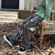 牛仔裤男秋季潮大码休闲裤子高街N5049P38，男装牛仔裤，星座1116-2