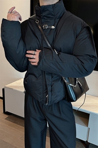 小众设计结构立领保暖棉服外套金属装饰简约高级加厚棉衣M131P158图片