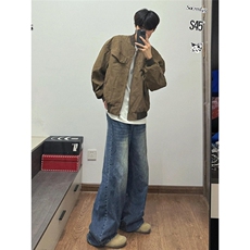 cleanfit短款工装外套男款春秋美式复古棒球服潮牌做旧哈灵顿夹克，男装夹克，星座813-2