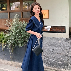 现货现货【新款首-发】娃娃领学院风牛仔连衣裙P125孔家185，女装连衣裙，浙宝285（原212）