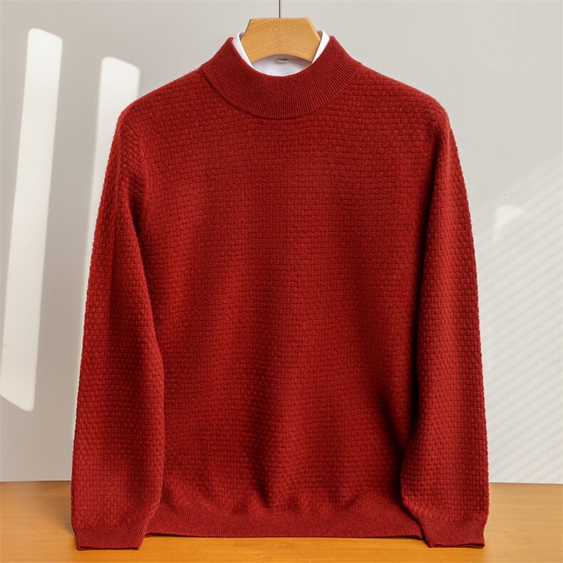 圆领山羊绒衫秋冬长袖商务休闲宽松针织打底羊绒衫男装，男装羊绒套衫，米田羊绒