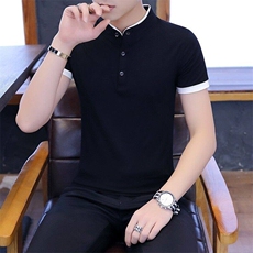 8010-P30纯色夏季时尚休闲T恤男立领短袖，男装T恤，电商D310B-1