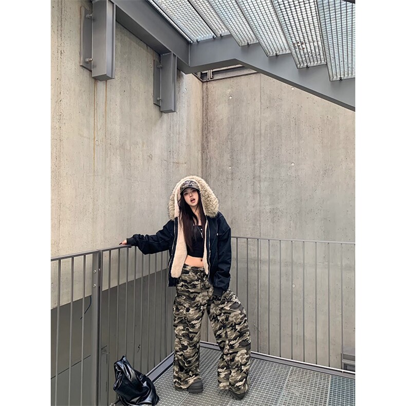 现货重磅boxy短款棉衣座山雕大毛毛领男女棉服水洗工装厚外套,男装棉衣,电商A486
