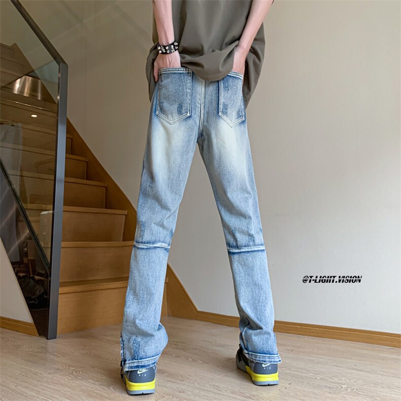 B221美式ins嘻哈色彩涂鸦小众拉链破洞牛仔裤LK23085-P65控88,男装牛仔裤,电商B221
