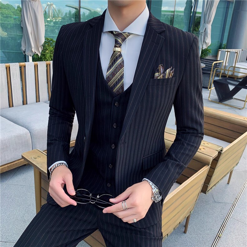 条纹男装西服套装礼服三件套西装商务1012-W9030-P300,男装西服,星座1012