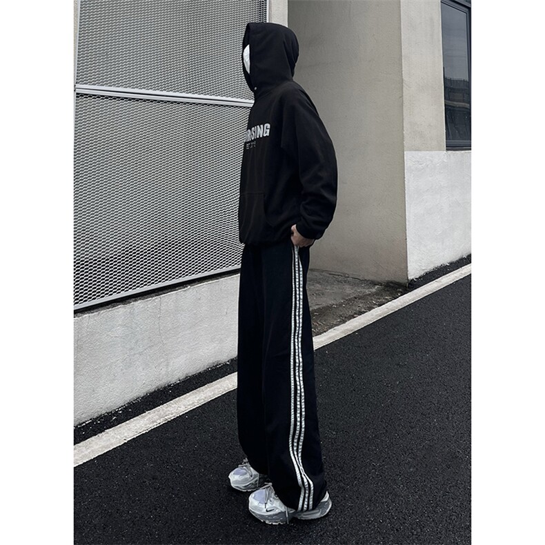 B221美式ins高街小众宽松三条杠运动牛仔裤LK23130-P60控78,男装牛仔裤,电商B221
