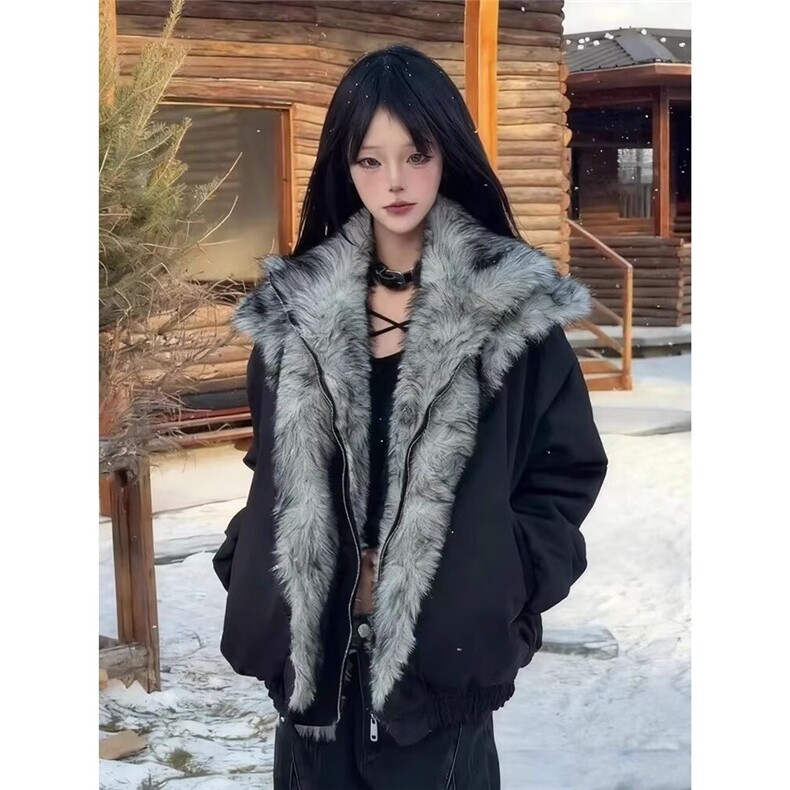 美式假两件座山雕棉服男女冬季毛领保暖棉衣情侣外套L82255-P128,男装棉衣,星座1008