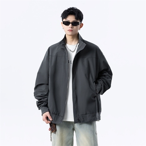 港风美式日系褶皱设计感立领夹克外套男潮 XZ213-JK1234-P88控108图片