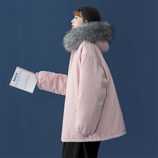 MM48078-P130冬季大毛领棉衣女港风加厚保暖棉袄女派克服，女装棉衣/棉服，电商A040