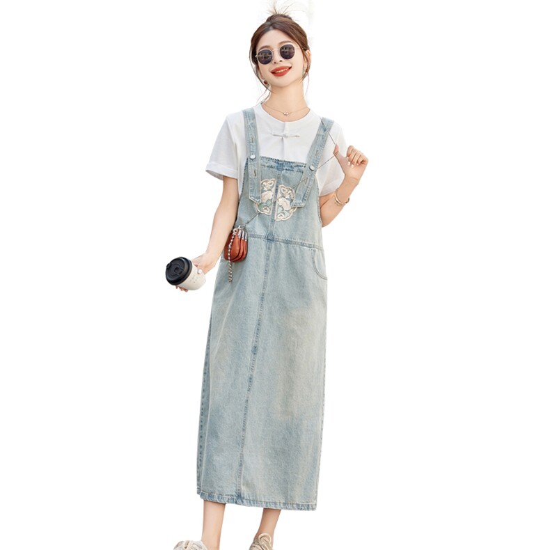 夏季牛仔背带裙套装女2025夏装新款连衣裙洋气减龄时尚两件套裙子,女装套装/套裙,慧尚依恋