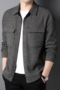 爸爸装春季新款男装中老年男士夹克男中年纽扣休闲上衣外套男图片