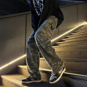 美式hiphop裤子高街迷彩工装裤男宽松直筒vibe阔腿长裤K5645-P41图片