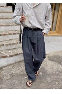 亚麻休闲裤男士春夏季高级感百搭宽松直筒透气阔腿长裤子图片