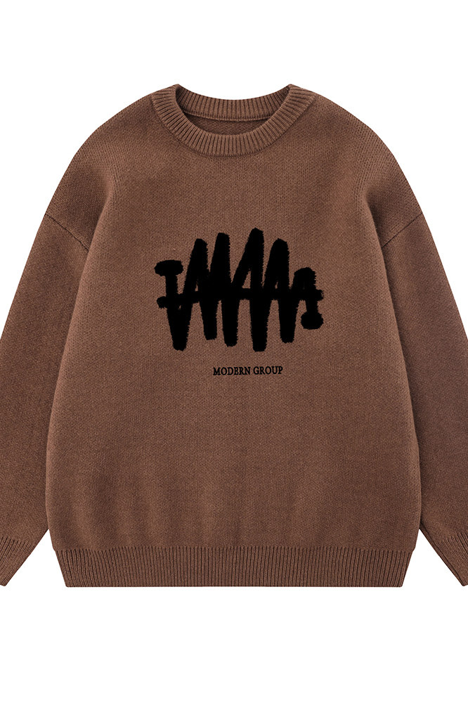 新款平铺个性印花宽松休闲百搭圆领毛衣A247-TPM6849特批45控78,男装针织衫/毛衣,电商A247-1