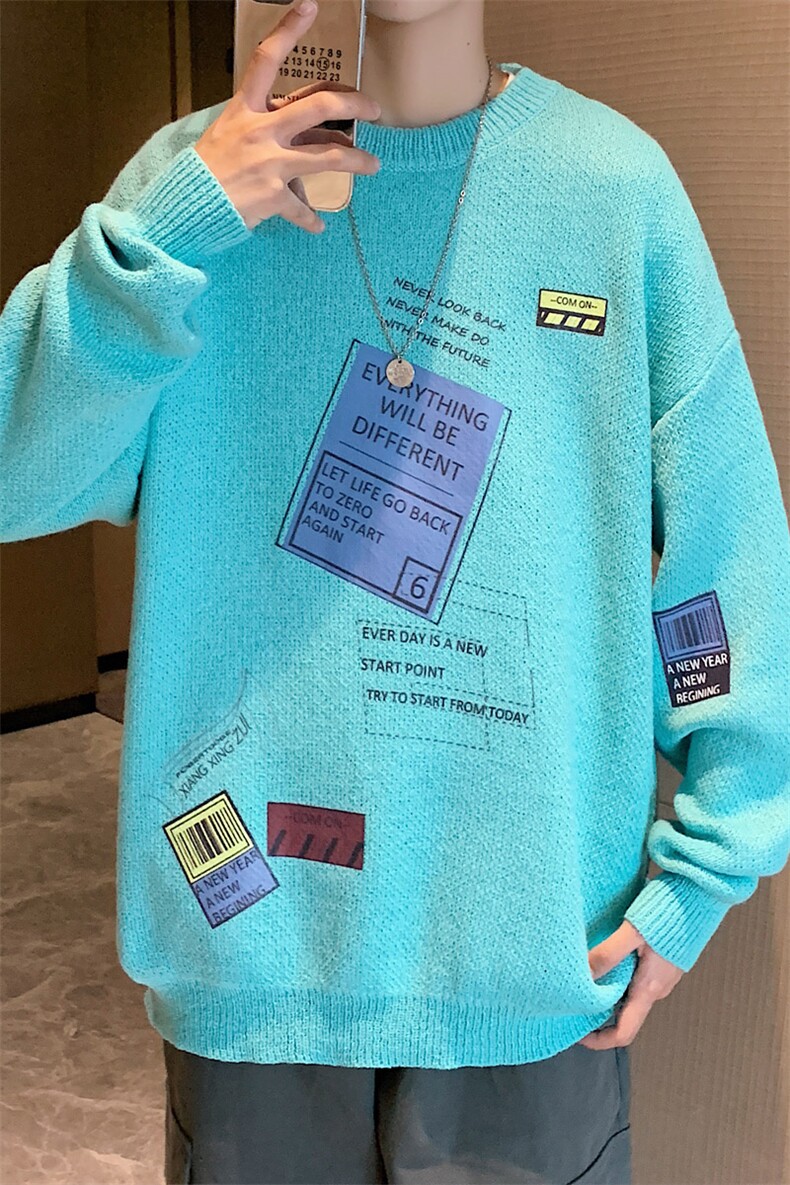 ！2023秋冬新款男士加厚圆领毛衣保暖针织衫毛线衣M803P50,男装针织衫/毛衣,电商B220