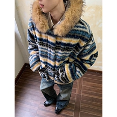 网图美潮费尔岛羊羔绒可拆卸毛领棉服外套W1893/特P128，男装棉衣，电商B350
