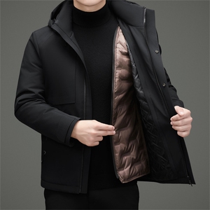2025冬季新款男士脱帽内胆羽绒服50绒子白鸭绒加厚休闲羽绒外套图片
