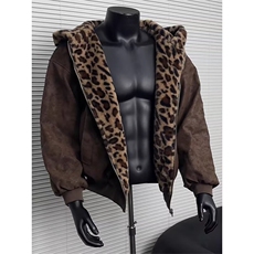 AA1748P100美拉德双面穿pu皮飞行夹克男美式机车服连帽外套，男装夹克，电商B323A