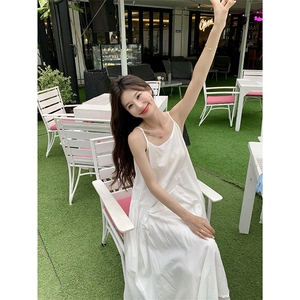 法式初恋白色连衣裙女2025年夏季新款甜美温柔风海边度假吊带长裙图片
