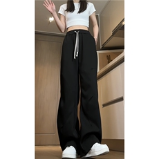 港风春季新款褶皱拼接休闲裤宽松直筒卫裤B315-K24028-p55控78，男装休闲裤，电商B315