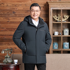 大货主推新款毛领可拆卸帽中老年羽绒服外套男士爸爸装羽绒服大衣，男装羽绒服，钱塘723