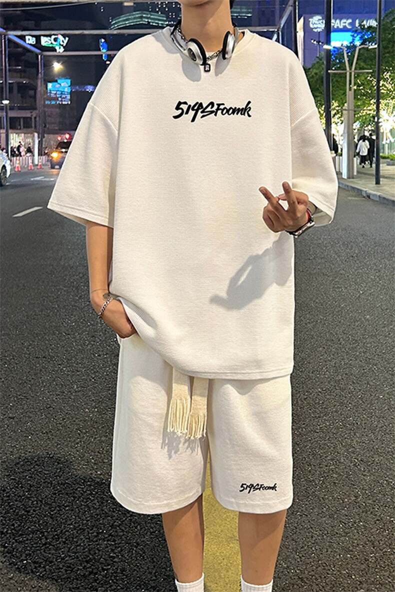 套装！华夫格套装短袖T恤短裤男TZ246-特P38,男装牛仔裤,电商B367