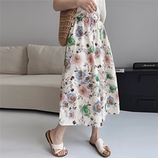 【夏季新款】印花棉料半身裙P70-K110，女装半身裙，简古