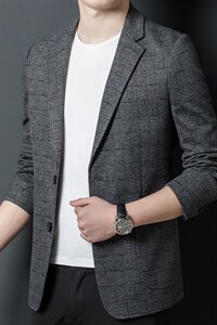 夹克男春秋季商务休闲宽松西服薄款中年男士平驳领外套西装潮图片