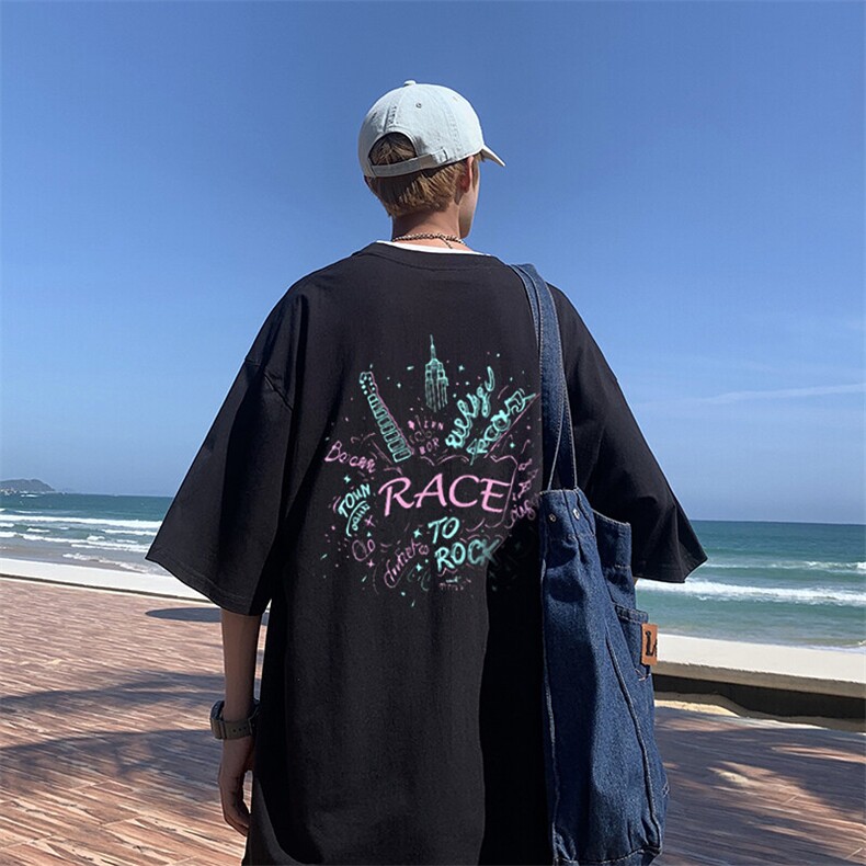 新款纯棉印花短袖t恤男夏季青少年初中高中学生帅气半袖TX527-P25图片