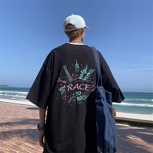 新款纯棉印花短袖t恤男夏季青少年初中高中学生帅气半袖TX527-P25图片