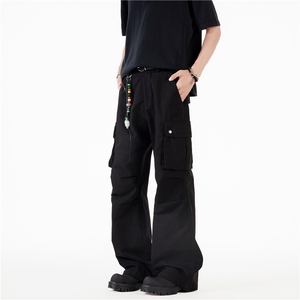 美式复古高街vibe多口袋工装潮牌褶皱直筒微喇休闲宽松裤N650-P58,男装工装外套,星座308B-2